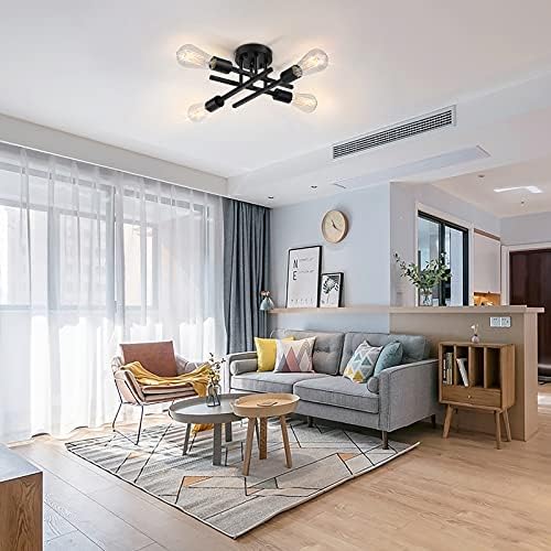 SunRider Industrial 4-Light Semi Flush Mount Ceiling Light, Matte