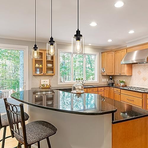 WimiSom Industrial Pendant Lighting, Modern Clear Glass Shade
