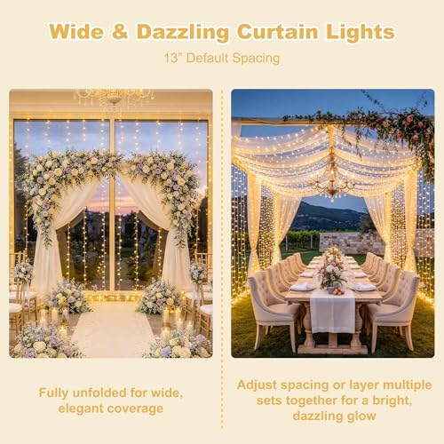 JMEXSUSS 900 LED Curtain Lights, 9.5x29.5ft