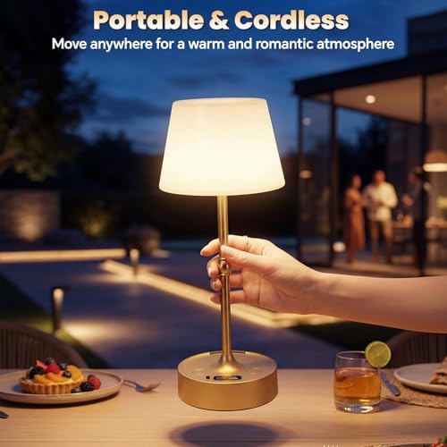Rechargeable Cordless Touch Table Lamp with Stepless Dimming