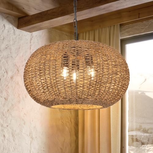 Arturesthome 3-Light Natural Rattan Pendant Light