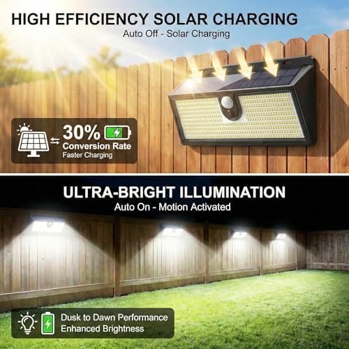 Solar Outdoor 452 LED Motion Sensor Flood Lights, 2 Pack