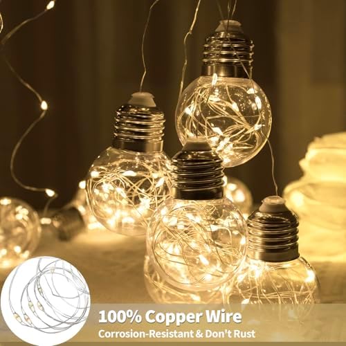 YOLIGHT Wishing Ball Curtain Lights, 200 LED Warm White