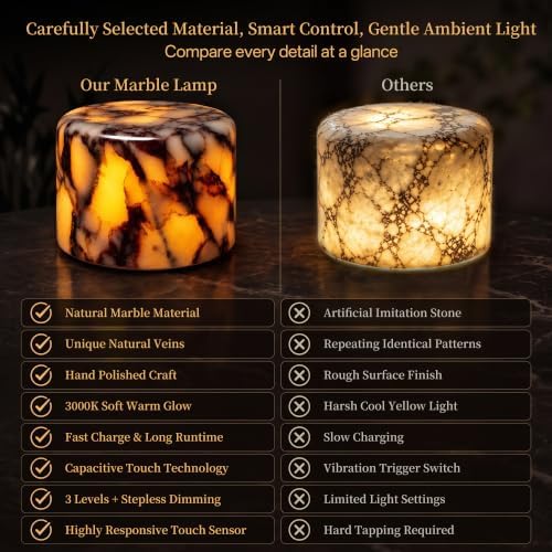 AOPO Natural Marble Cordless Table Lamp