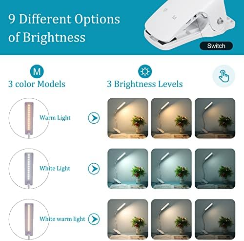 USB Rechargeable LED Reading Light with Clip, 24 LEDs