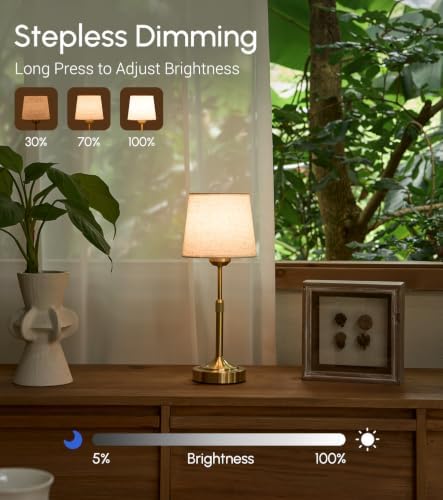 2 Pack Rechargeable Cordless Table Lamps, Gold