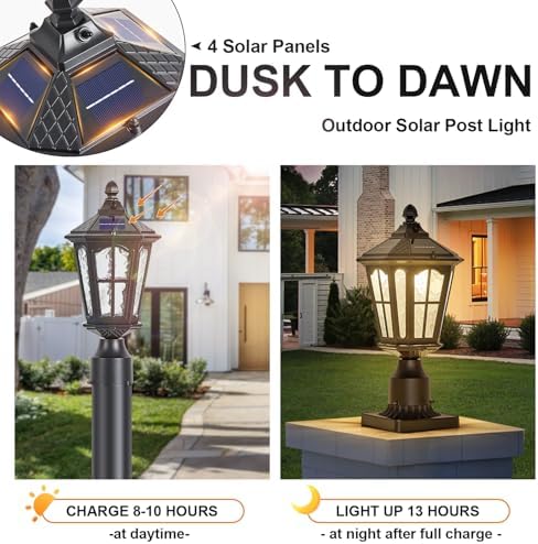 2 Pack Solar Lamp Post Lights, Black
