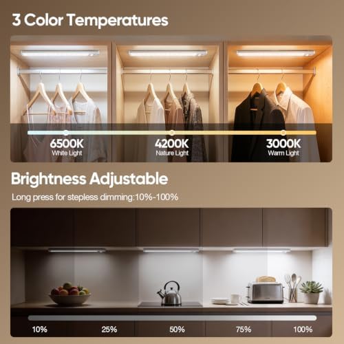 10.5 Inch Wireless Motion Sensor Under Cabinet Lights, 3 Pack