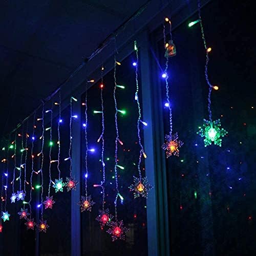 Snowflake LED Curtain Lights, 19Ft/6M, 96 LEDs