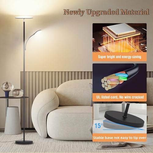 42W 4500LM LED Floor Lamp with Reading Light