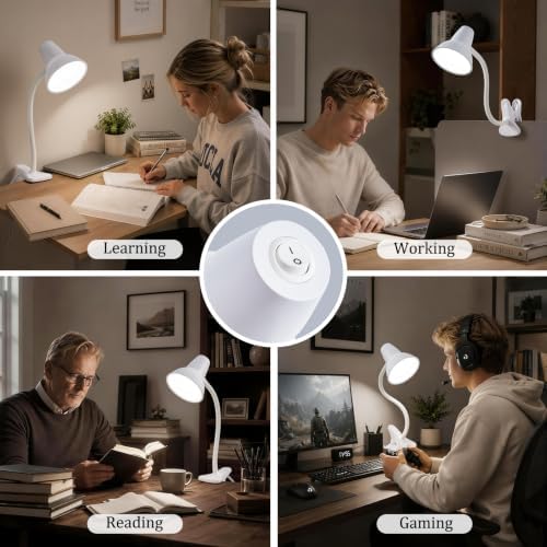 Clip-On LED Desk Lamp, Flexible Arm