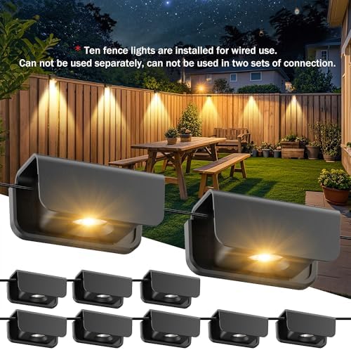 10 Pack Warm White Outdoor Fence Lights