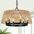 22 Inch Boho Rattan Chandelier