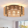 4-Light Rattan Farmhouse Flush Mount Ceiling Light, 17.7"