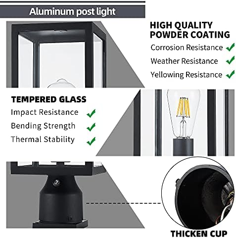 Windben 14.7in Matte Black Outdoor Post Light