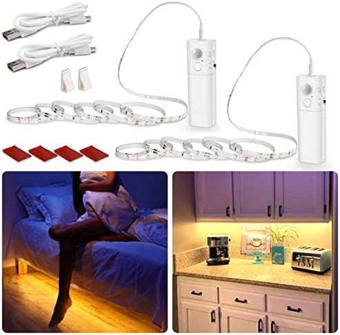 WOBANE Rechargeable Motion Sensor Warm White LED Strip Light