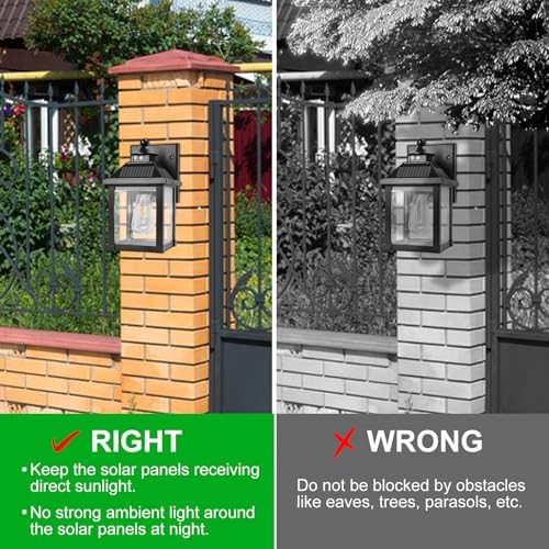 Solar Porch Lights, Motion Sensor, 3 Modes