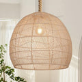 19.6" 1-Light Farmhouse Rattan Chandelier