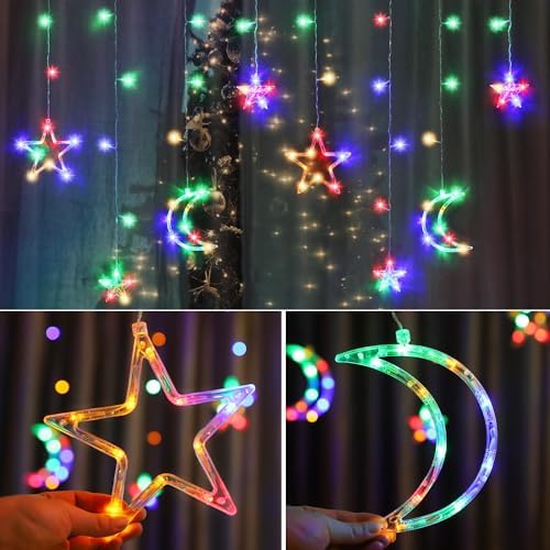 Christmas String Lights, 138 LEDs 11.48FT Star Moon Multicolored