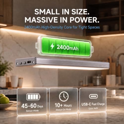 Under Cabinet Lighting, 2400mAh Motion Sensor Light Indoor, 2 Pack