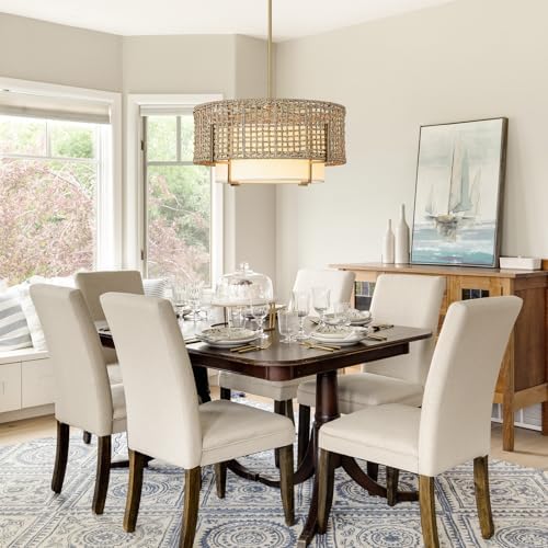 19.7" 4-Light Rattan Chandelier