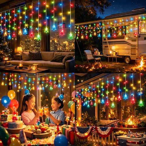 Curtain String Lights, 4M 108 LEDs Multicolor