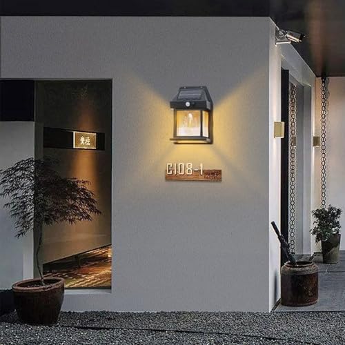 Outdoor Solar Wall Lanterns, 4 Pack, Black