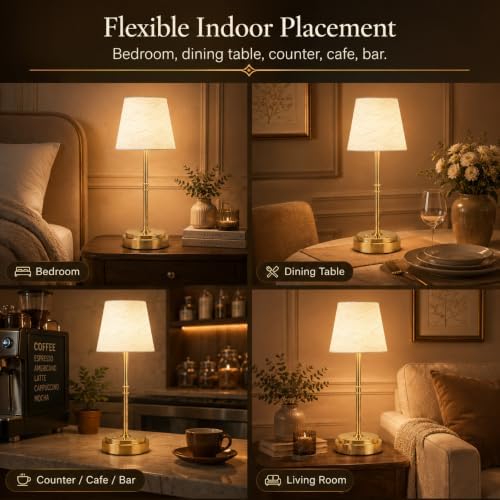 Gold Rechargeable Cordless Bedside Table Lamp