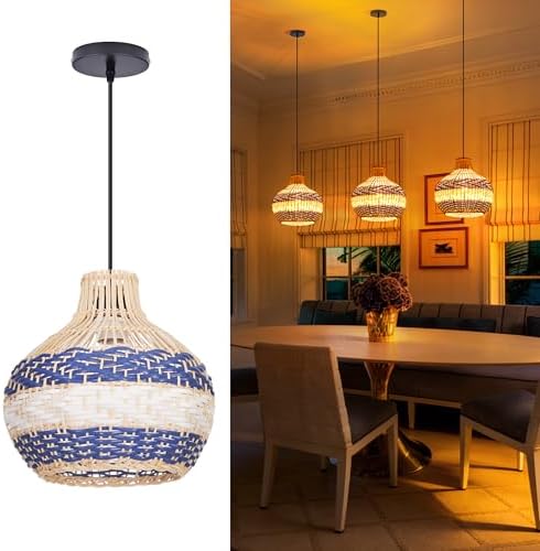 Rattan Woven Pendant Light, 9.8"