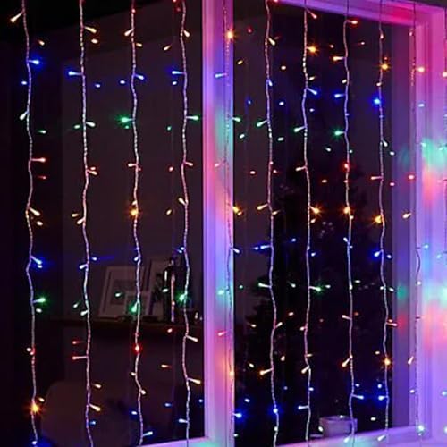 Dazzle Bright 300 LED Curtain String Lights, Multi-Colored
