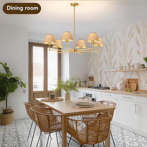 WIHTU 6-Light 36" Rattan Chandelier