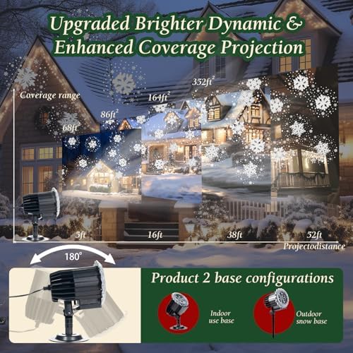 3D Dynamic Snowflake Projector Lights, Waterproof Indoor Outdoor