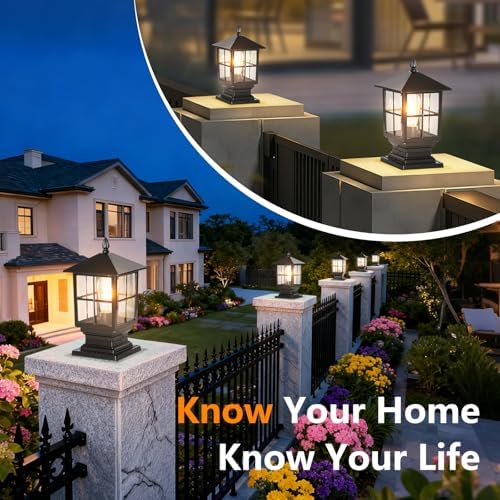 SLAWA Outdoor Column Light, Aluminum, Clear Glass Shade
