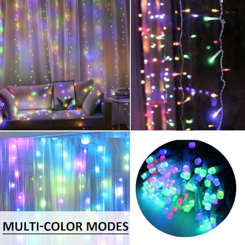 Solhice Curtain Lights Outdoor 20ft x10ft Color Changing, 480 LED Plug