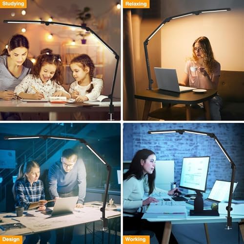 AILBTON LED Desk Lamp with Clamp, Adjustable Swing Arm