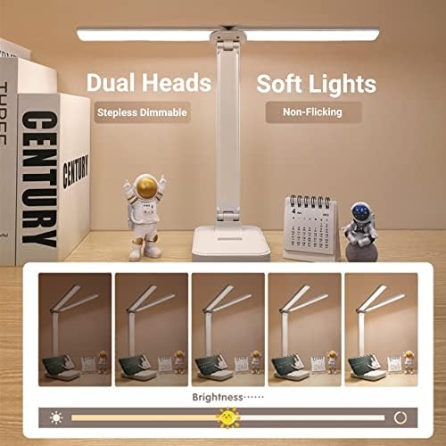 LuxLumin Portable Desk Lamp, 3 Lighting Modes, White