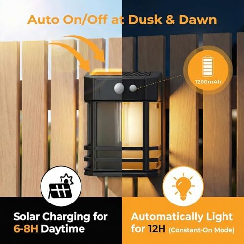 btfarm Solar Fence Lights, 4 Pack