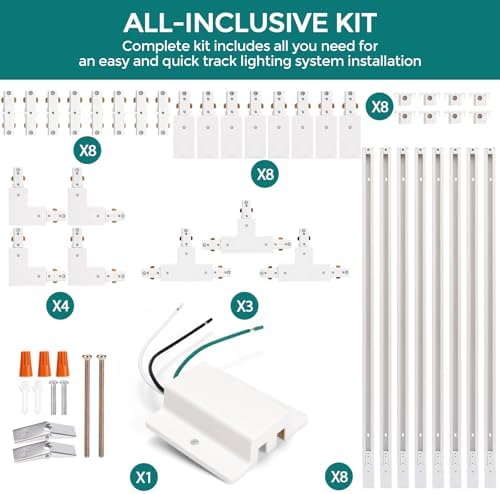 iCreating H-Track Lighting Rails Kit, 26ft White