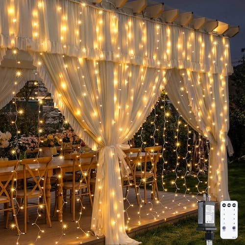 JMEXSUSS 900 LED Curtain Lights, 9.5x29.5ft