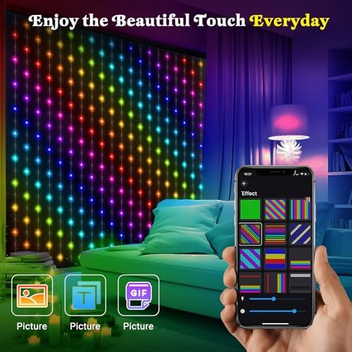 CoziTech Smart Curtain Lights, 400 LED, 6.6 x 6.6 FT