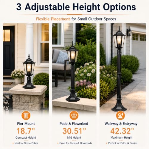 Alighting 42-Inch Adjustable Outdoor Post Light, Black