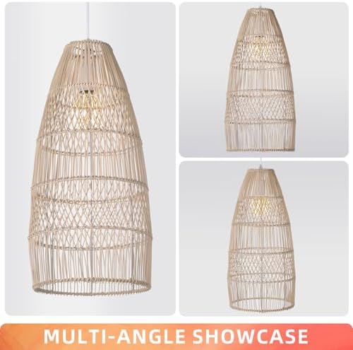 Arturesthome Boho Wicker Chandelier, 10.2″*20.8″