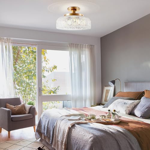 Lamomo Golden Semi Flush Mount Ceiling Light, 12in