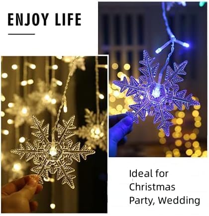 Snowflake LED Curtain Lights, 19Ft/6M 96 LEDs