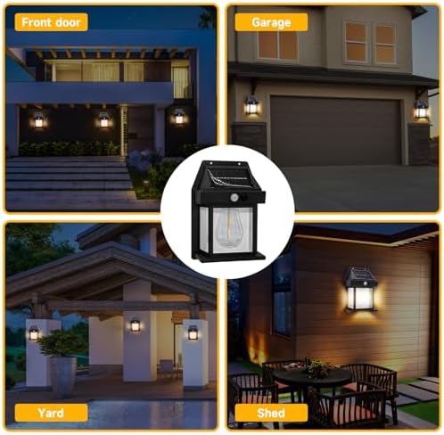 Black Solar Motion Sensor Wall Lights, 3 Modes