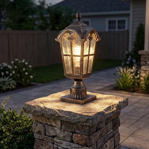 YUBOLE Water-Tempered Glass Outdoor Post Light