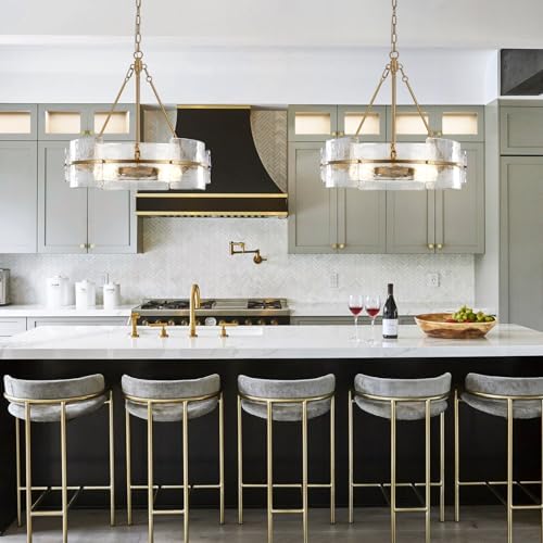 22" Gold Glass Chandelier
