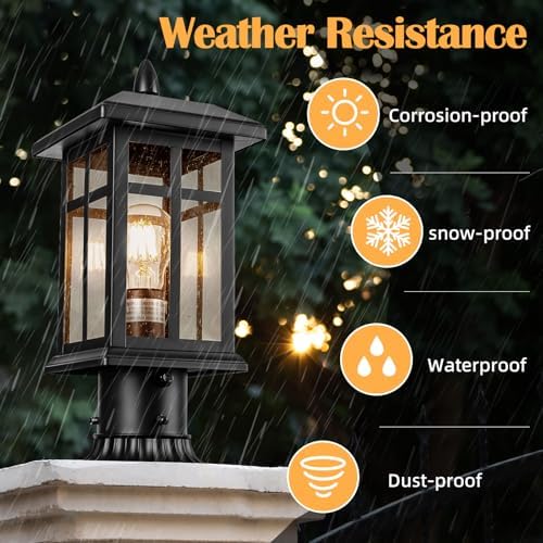 Brilvibera 2 Pack Black Outdoor Post Light