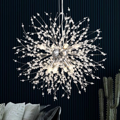 SineRise Modern 8-Light Crystal Chandelier, Chrome