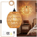 FRIDEKO HOME Rattan Plug-in Pendant Light, 15ft Cord